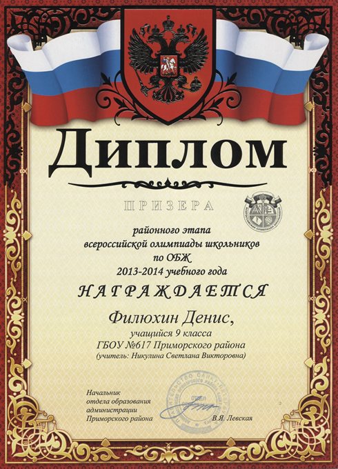 2013-2014 Филюхин Денис 9б (РО ОБЖ)
